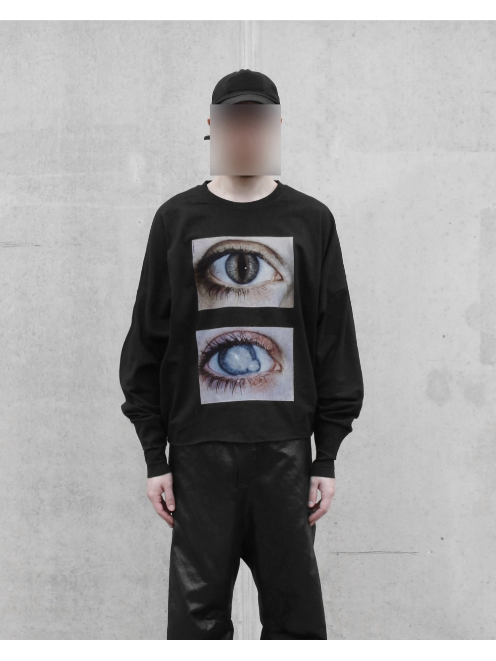 Street Fashion Us - 2026年新作 ダークゴシック リアリスティック ダブルアイプリント 長袖トップス パンクストリートトレンドファッション