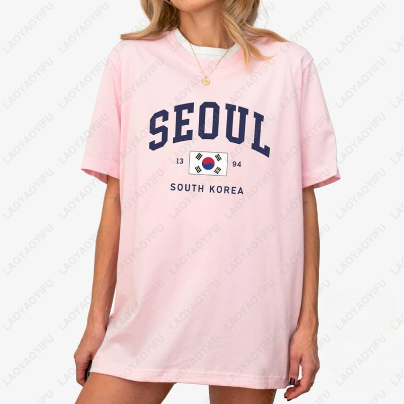 ソウル韓国旗ユニセックス Tシャツヴィンテージクラシックファ - Street Fashion Seoul のレビューと価格