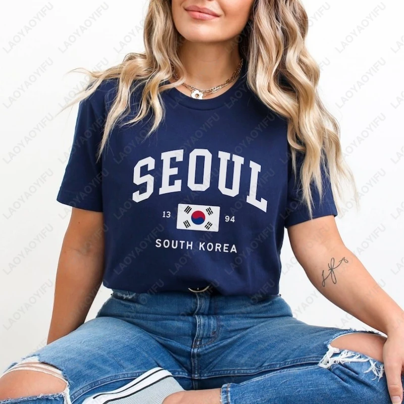 ソウル韓国旗ユニセックス Tシャツヴィンテージクラシックファ - Street Fashion Seoul のレビューと価格