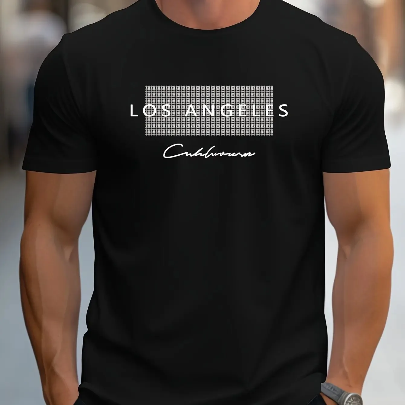 夏のメンズカジュアルルーズTシャツ、ロサンゼルスレタープリン - Street Fashion Los Angeles のレビューと価格