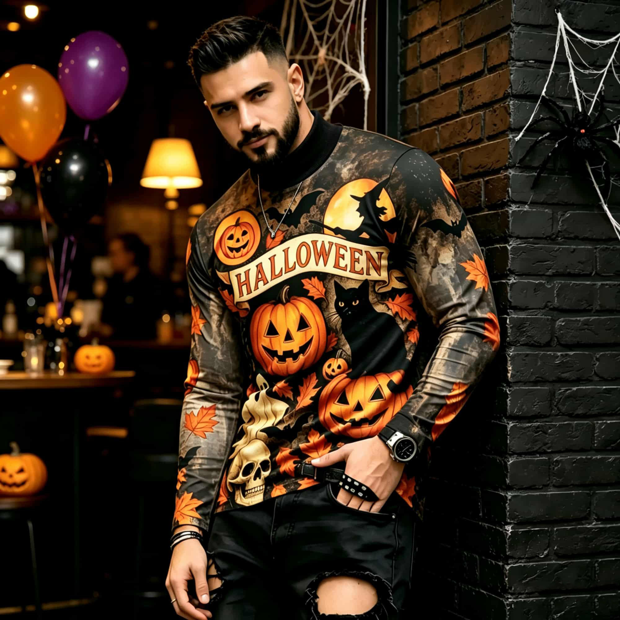 カジュアルファッションストリートスタイル ハロウィンプリント - Street Fashion Us のレビューと価格