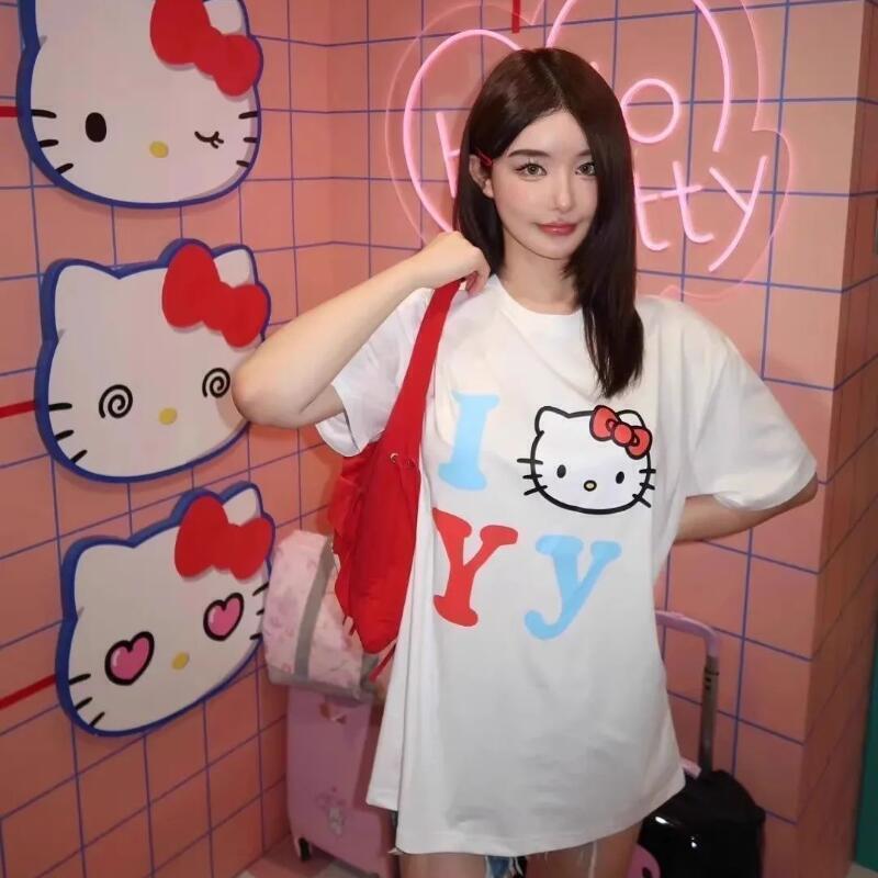 半袖サンリオ夏用純綿ユニセックスTシャツハローキティトレンデ - Street Fashion Us のレビューと価格