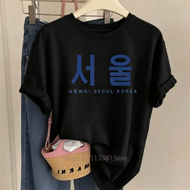 ソウル韓国グラフィックプリント Tシャツ女性のための夏のカジ - Street Fashion Seoul のレビューと価格