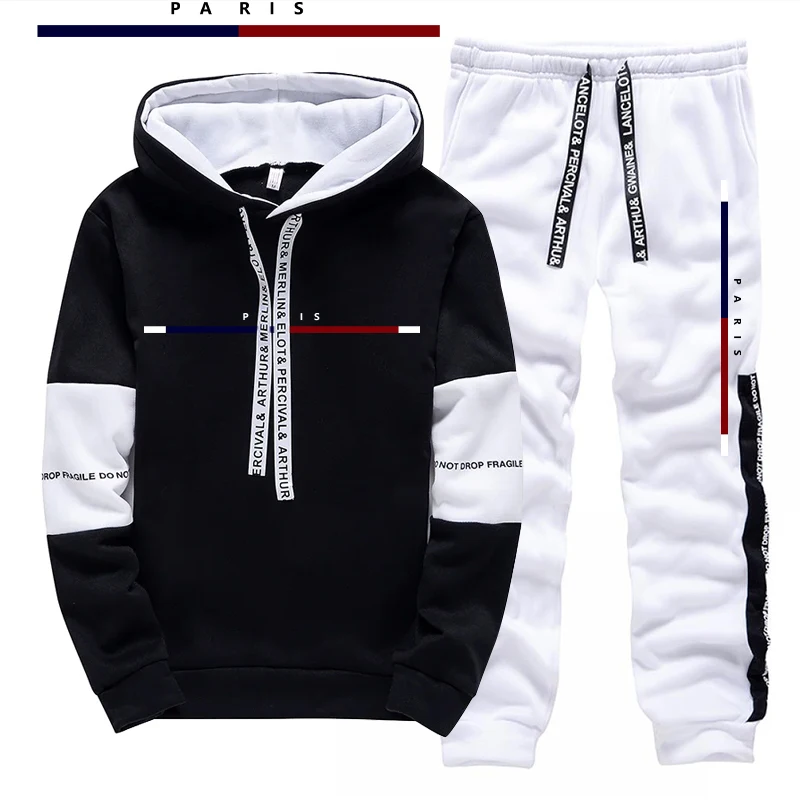 パリファッションプリントメンズセット/パーカー/パンツ秋のデ - Street Fashion Us のレビューと価格
