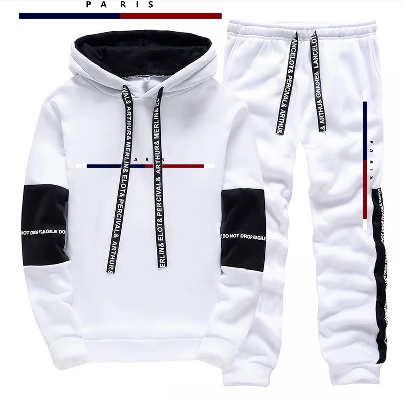 パリファッションプリントメンズセット/パーカー/パンツ秋のデ - Street Fashion Us のレビューと価格